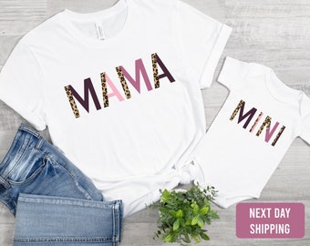Mama and Mini Leopard Outfit-Mommy and Me Matching Leopard Set-Mama and Mini T-shirt and baby onesie®-Cute chic Baby Gift