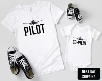 Daddy and Son Matching Set-Pilot and Co-Pilot T-shirt and baby ONESIES® -Father Son Outfit-I Love Daddy Gift-Fathers Day Gift