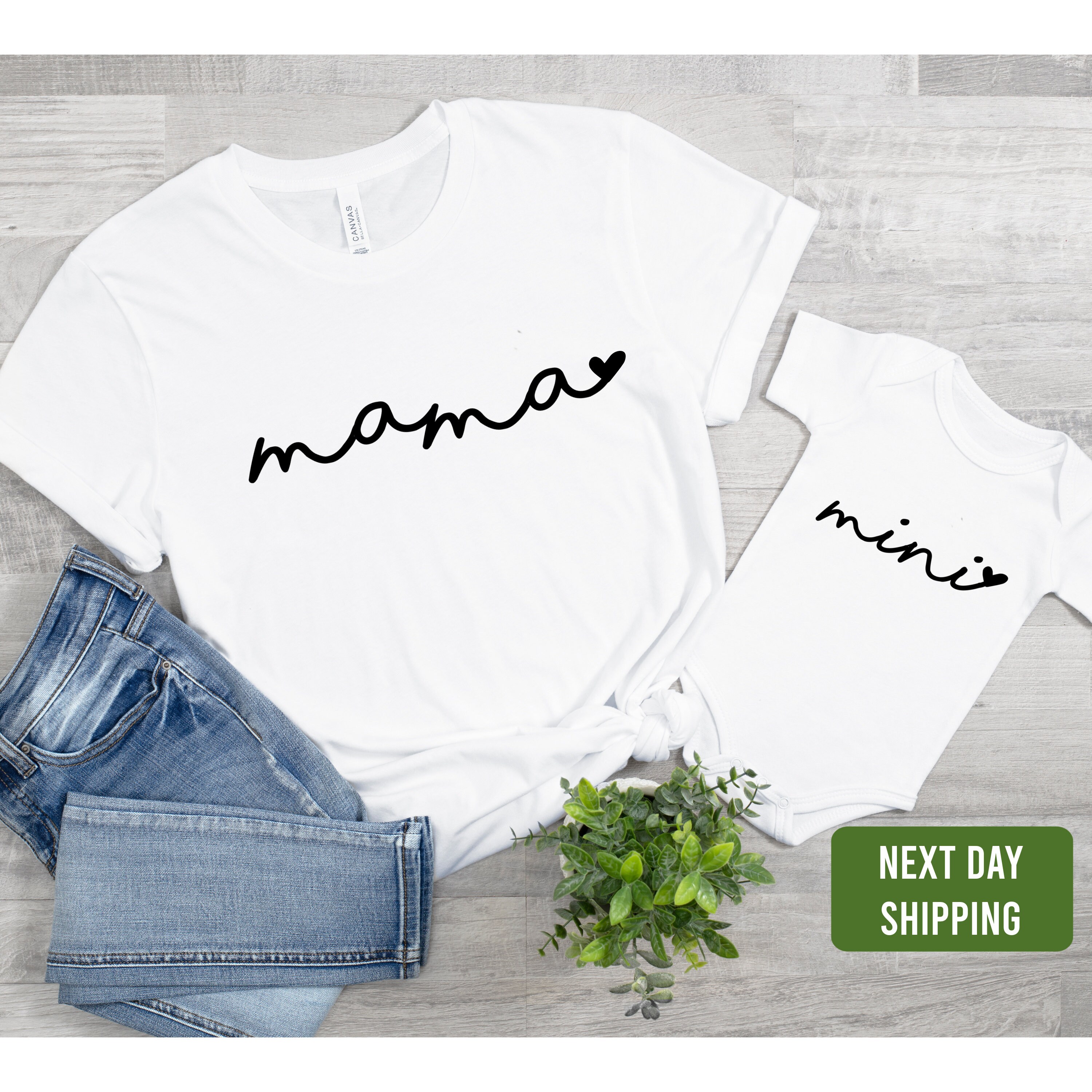 Mommy and Me Matching Set-Mama and Mini T-shirt and baby onesie®-Boho chic Baby Gift-I Love Mommy-Mom and Daughter outfit set