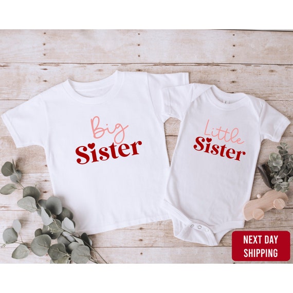 Big Sister and Little Sister Matching Valentine Outfit valentine Sister Onesie and Shirt boho Chic Baby Gift pregnancy Announcement Etsy Ireland