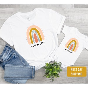 Mommy and Me Matching RainbowOutfit-Rainbow Mama T-shirt-Rainbow Mini baby onesie®-Boho chic Baby Gift-Mom and Daughter outfit