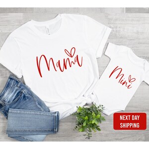 Valentine Mommy and Me Matching Set-Mama and Mini T-shirt and baby onesie®-Boho chic Baby Gift-I Love Mommy-Mom and Daughter outfit set