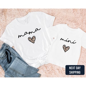 Mama and Mini Leopard Heart Outfit-Mommy and Me Matching Leopard Set-Mama and Mini T-shirt and baby onesie®-Cute chic Baby Gift