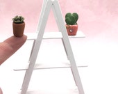 Tiny Wood Plant Stand Mini White Wooden Display Shelf 3 Shelves Miniature Ladder A frame Holds 10 Pocket Plants Desk Accessory Cute
