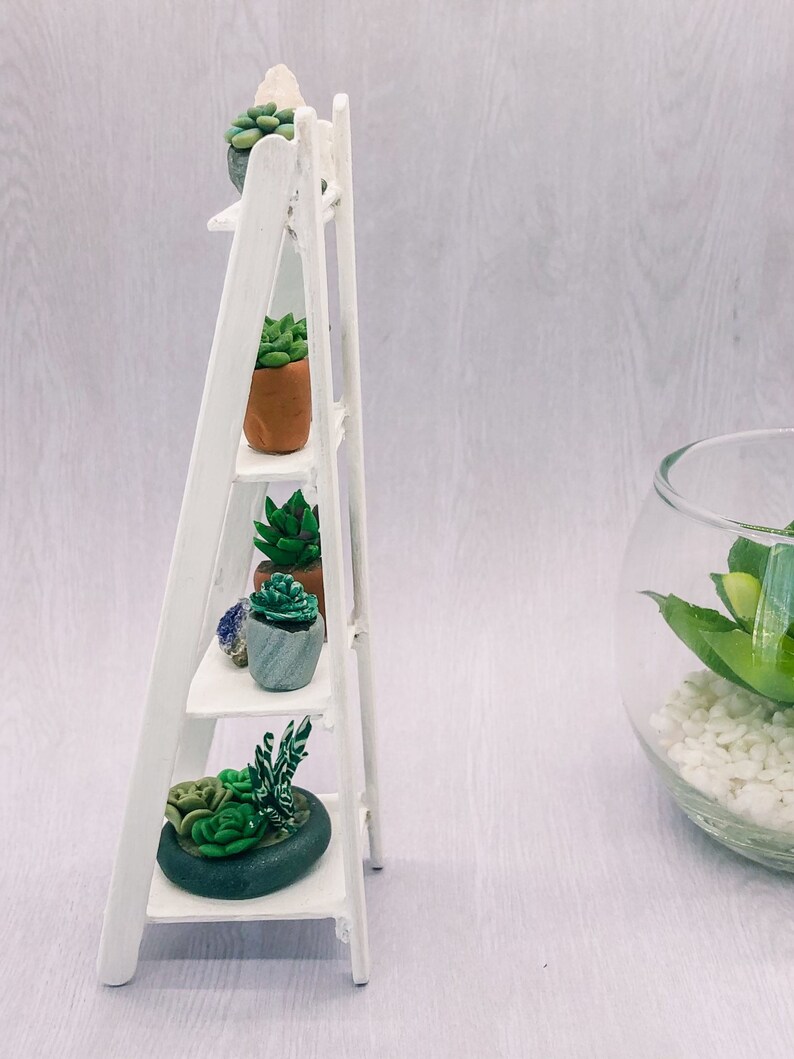 Tiny Wood Plant Stand Mini White Wooden Display Shelf 4 Etsy