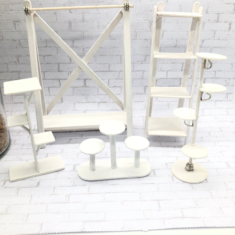 Tiny Wood Plant Stand Mini White Wooden Display Shelf 4 Etsy