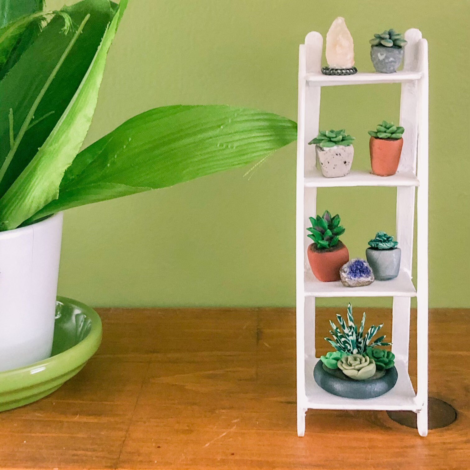 Tiny Wood Plant Stand Mini White Wooden Display Shelf 4 Etsy