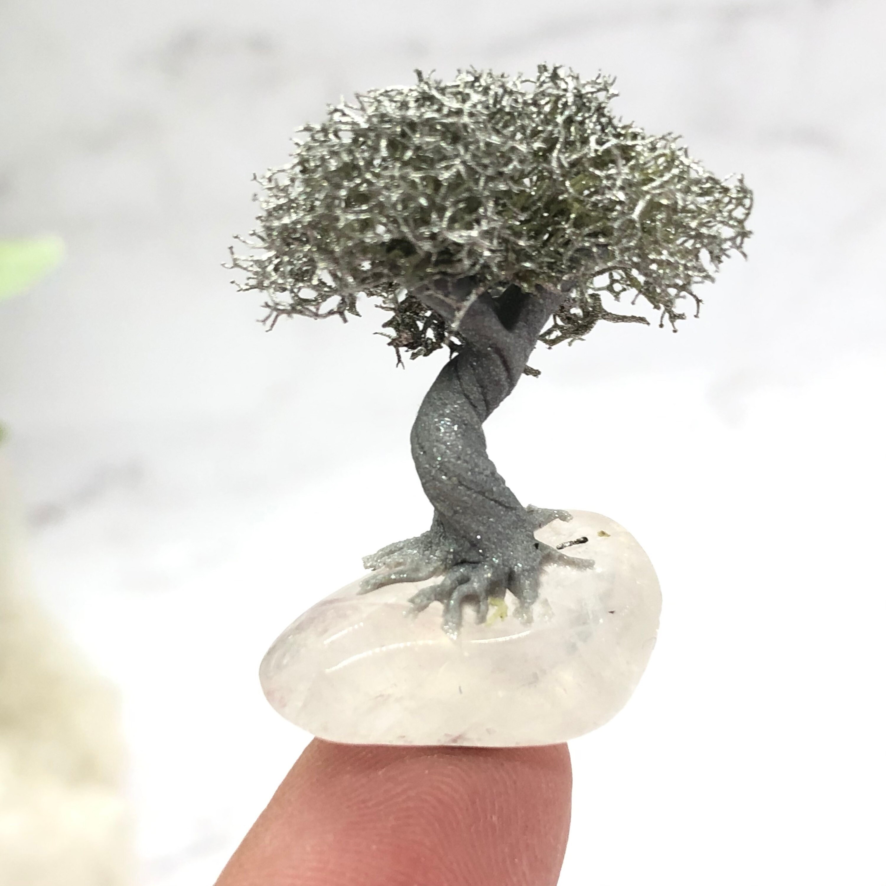 Teeny Tiny SILVER Bonsai Tree on Quartz Crystal in Glass Jar Etsy UK