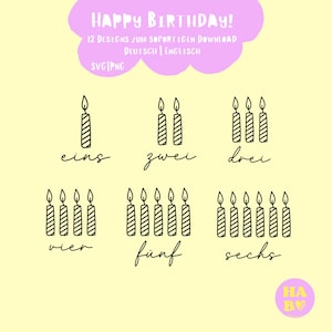 Children's birthday plotter files | Children's birthday plotter template | PNG + SVG | Download birthday candle | Children's T-shirt plotter template