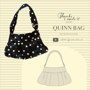 Quinn-Taschen-Schnittmuster – A4/A0/US LETTER druckbare PDF-Datei, plissierte Schultertasche mit Rüschen