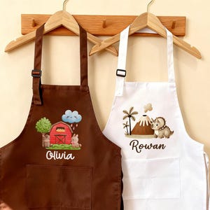 Gepersonaliseerde kinderschort - aangepaste naam kunstschort voor peuters, schilderen, knutselprojecten, peuterschort, cadeau kinderschort, schort voor kinderen