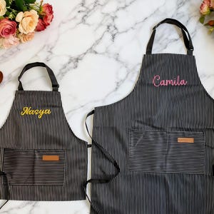 Gepersonaliseerde schort: kinderen en volwassenen, aangepaste naam kookschort, thuisschort, cadeau voor liefhebbers van ambacht, kinderschort, geborduurde naam schort cadeau