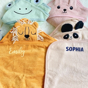 Serviette de bain pour tout-petit 100 % coton, serviette de bain brodée pour bébé avec nom, serviette de bain personnalisée pour enfant, cadeau souvenir, cadeau nouveau-né