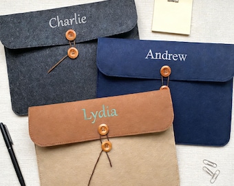 Spersonalizowana teczka z filcu, haftowany organizer na dokumenty, teczka na dokumenty, organizer na dokumenty w formacie A4, teczka biznesowa/podróżna dla dziecka