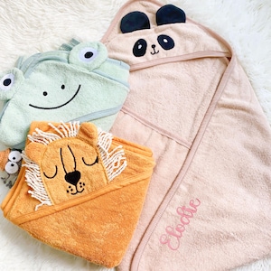 Serviette de bain à capuche brodée pour bébé, cadeau nouveau-né brodé, serviette de bain brodée pour bébé, serviette de bain pour enfant, cadeau de douche de bébé