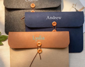 Benutzerdefinierte Dokumententasche, gestickter Filz-Dateiordner, Dokumentenhalter / Dokumentenveranstalter mit Namen, Bürogeschenk, Reisedokument-Organisator