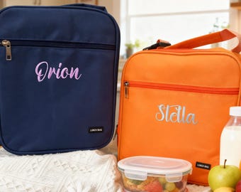 Bolsa térmica para almuerzo con nombre bordado personalizado - Ideal para el trabajo, la escuela, el picnic, ideal para refrigerios y loncheras, ideal para niños y adolescentes.
