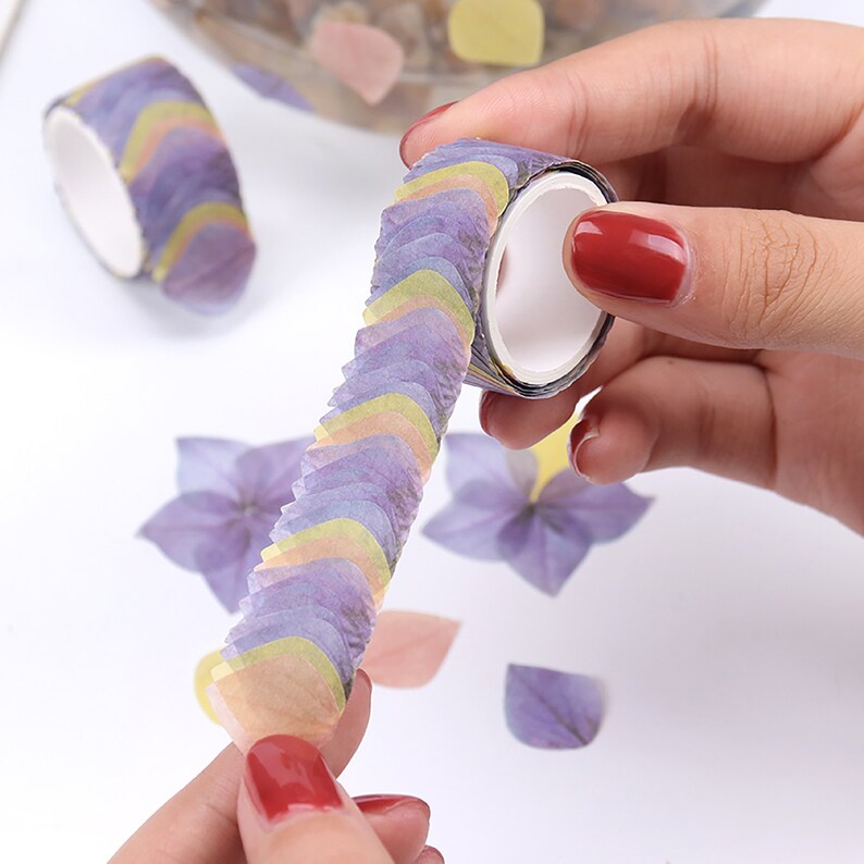 Fragrance Sakura Washi Tape Japanese Stickers Scrapbooking DIY Paper Tape 200 Peices Flower Petals Washi Tape Decorative Masking Tape