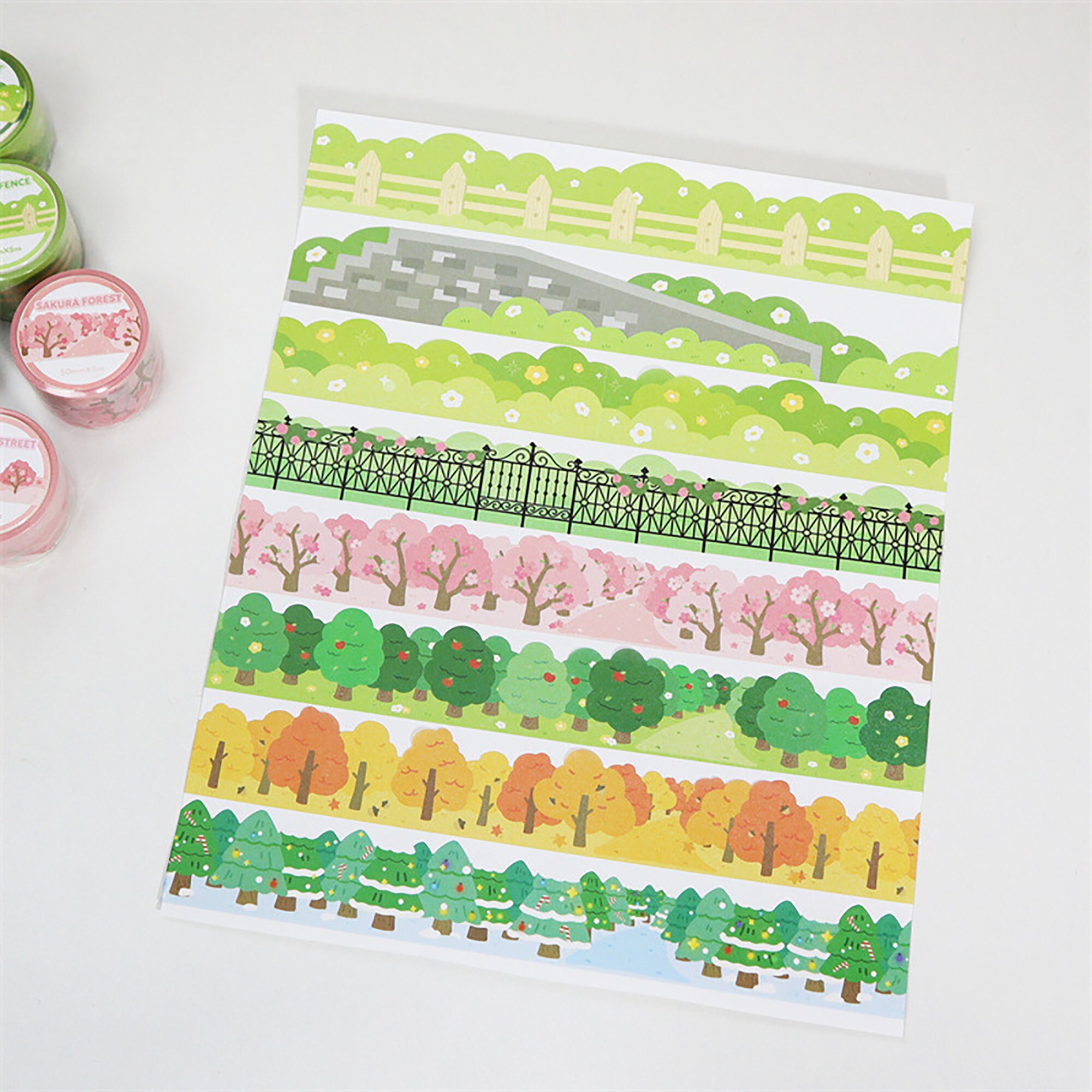 Forest Street Grass Fence Washi Tapes Kawaii Streetscape Etsy