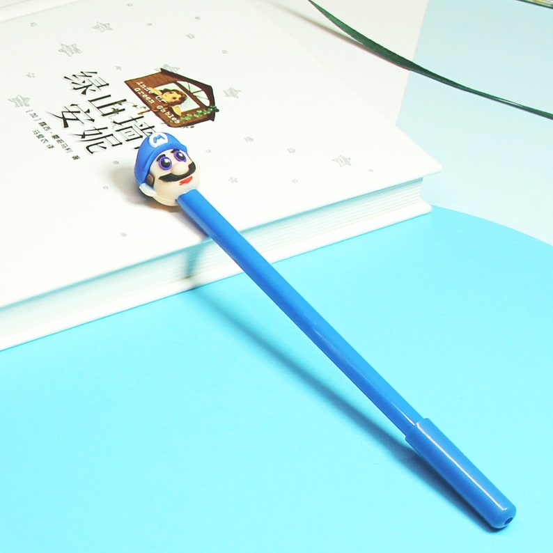 Creative Pen,Novelty Gift,Kawaii Pen Stationery,Kids Gifts 2PCS Super Mario Gel Pen,Cartoon Gel Pen,Writing Signing Pen,0.5mm Black Ink