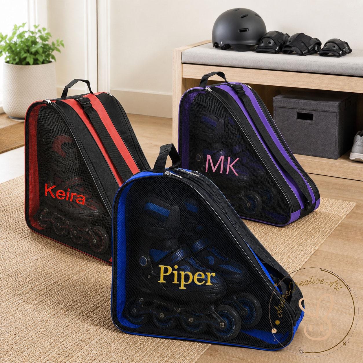 Personalized Ice Skating Shoe Bag,Custom Embroidered Name Skate Boot Tote Bag,,Gift For Male & Female Skaters,Daily Skate Carry Bag