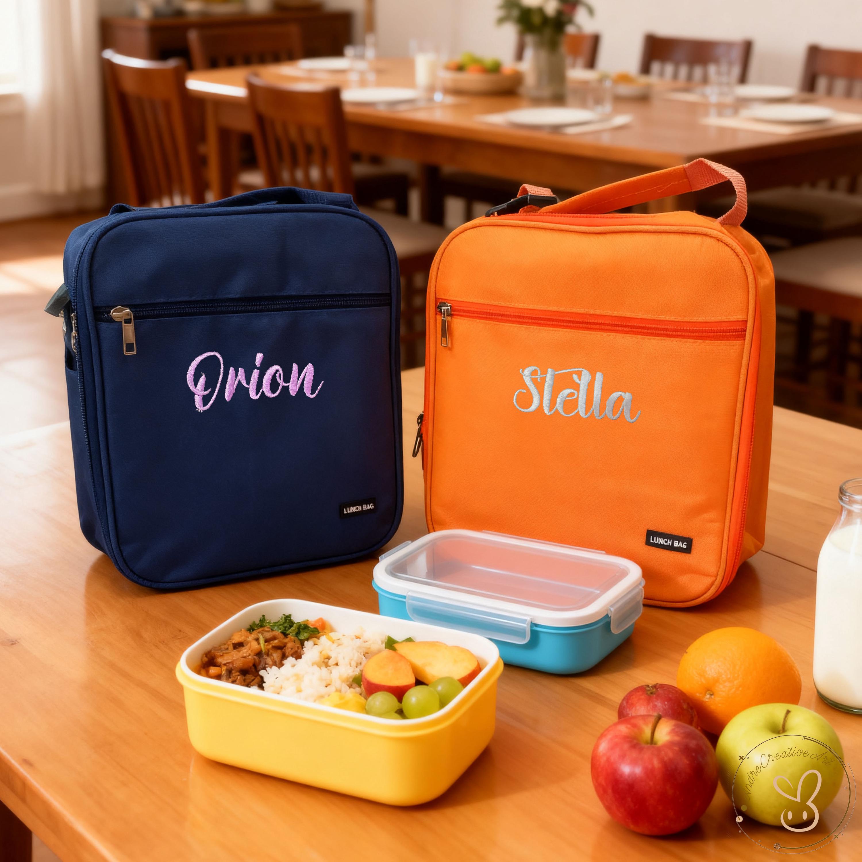 Custom Embroidered Name Insulated Lunch Bag - Personalized Tote Box for ...