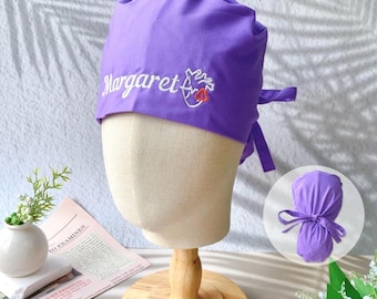 Gorro quirúrgico personalizado, gorro de médico o enfermera con cola de caballo, gorro dental, gorro quirúrgico con nombre bordado personalizado, regalo para enfermeras, anestesistas y médicos.