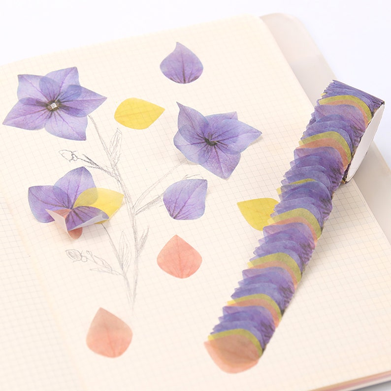 Fragrance Sakura Washi Tape Japanese Stickers Scrapbooking DIY Paper Tape 200 Peices Flower Petals Washi Tape Decorative Masking Tape