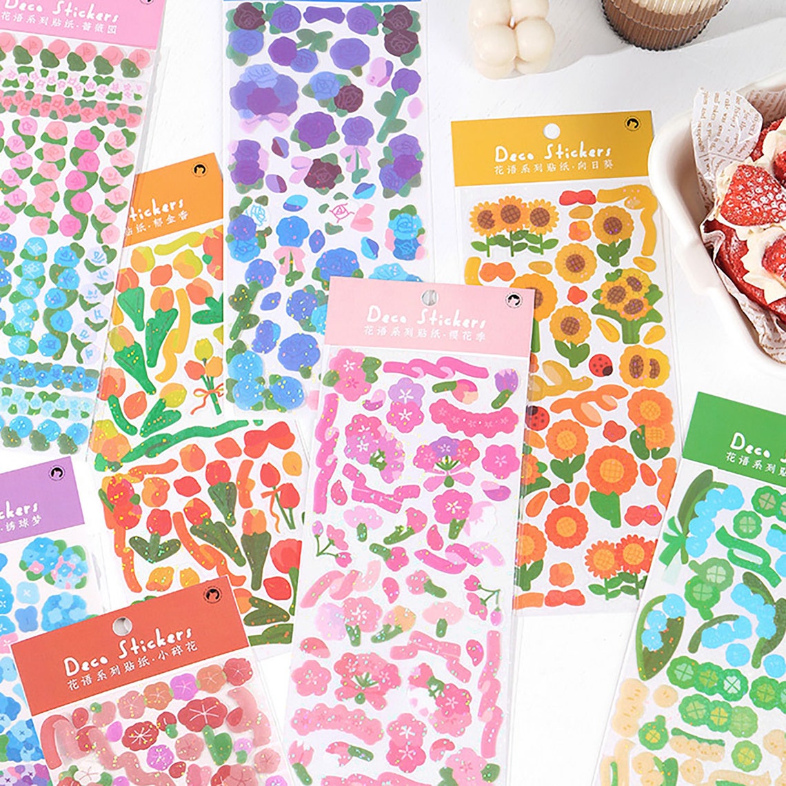 Glitter Flower Polco Stickers Kpop Sticker Deco Ribbon Etsy