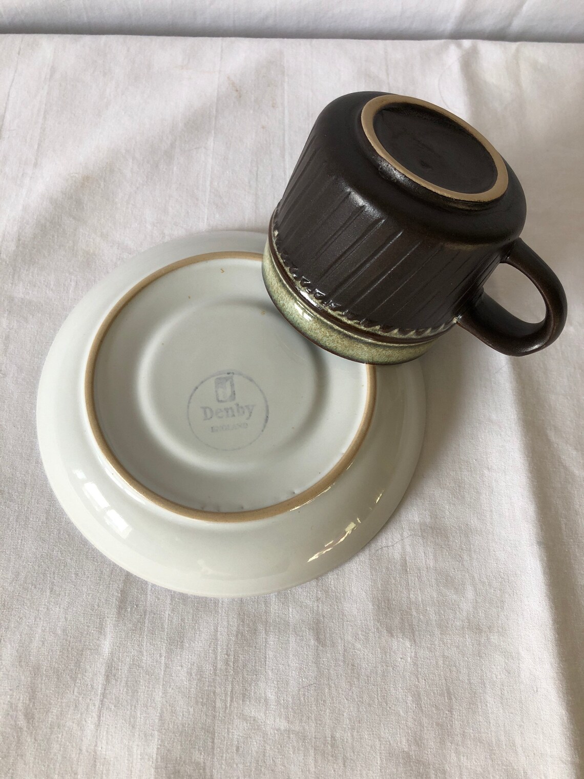 Set of 2 Denby Rondo cups and saucers. Vintage 1980s. Brown Etsy