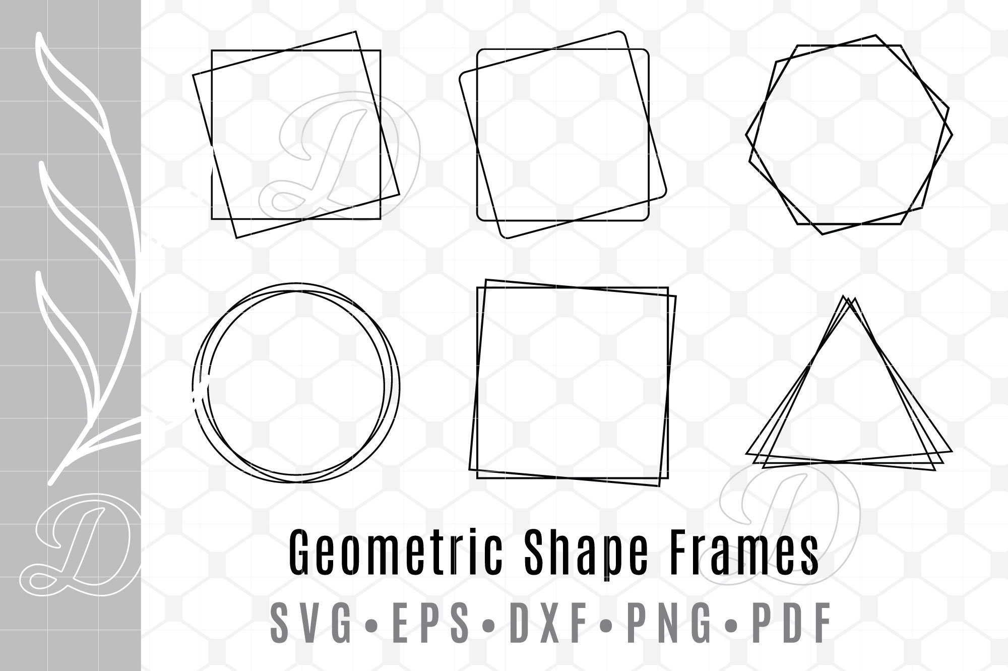 Geometric Shape Frames Svg Border Clipart Illustrator Vector Etsy