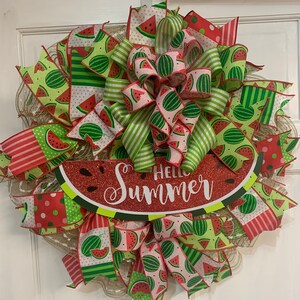 Watermelon wreath, Summer wreath, handmade, party wreath, red and green wreath, Thank you wreath, Friend gift, Party wreath