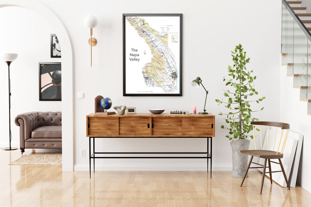 Napa Valley Wine Map - INSTANT DOWNLOAD - Vintage Wall Decor - Digital ...