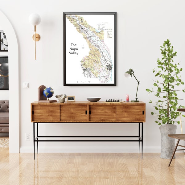 Napa Valley Wine Map - INSTANT DOWNLOAD - Vintage Wall Decor - Digital wall art