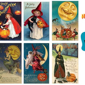 Halloween Witches Vintage Printable Wall Bundle - 8 images