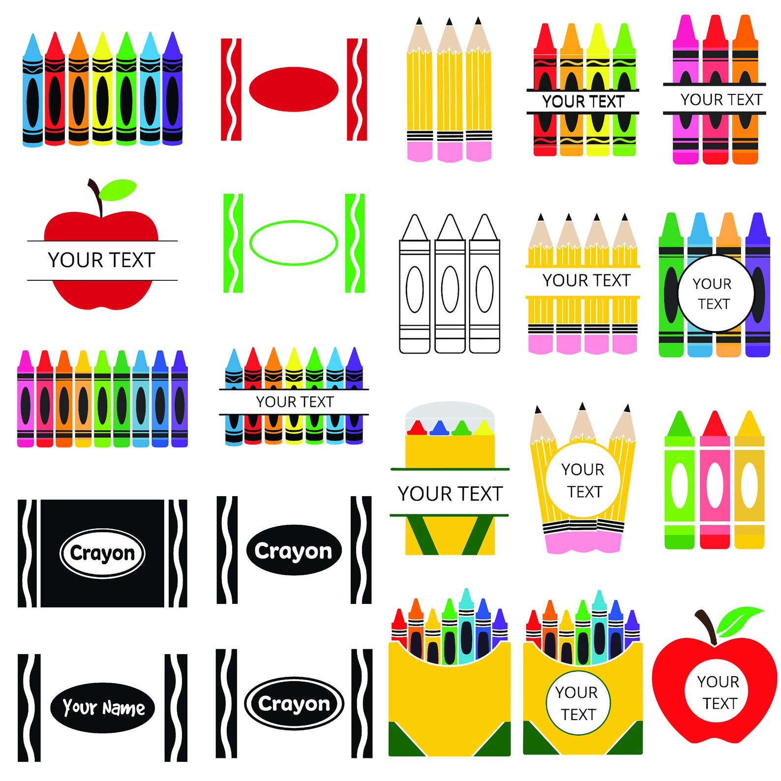 22 Crayon Split Monogram Svg/png Bundle,crayon Wrapper Svg,crayon Svg ...