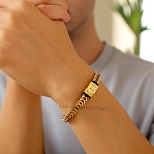 Custom Gold Bracelet For Dad With Kids Name | Personalize Daddy Bracelet | custom bracelets | Family Jewelry | Name Bracelet | Father Gift