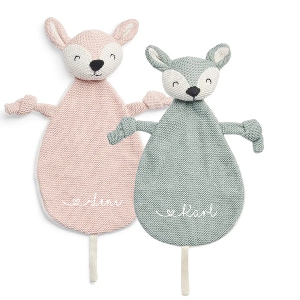 Baby Schmusetuch personalisiert - Reh - Jollein - Babygeschenk zur Geburt - Geschenk für Babys - Kuscheltuch