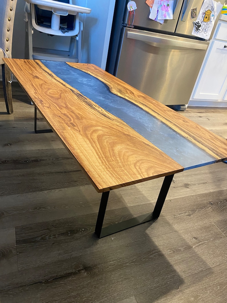 FULLY CUSTOM Live Edge Epoxy River Coffee Table 4'x2'x1'/ Live Edge
