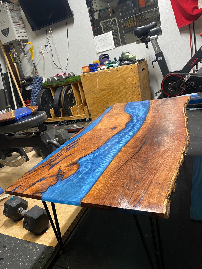 FULLY CUSTOM Live Edge Epoxy River Coffee Table 4'x2'x1'/ Live Edge