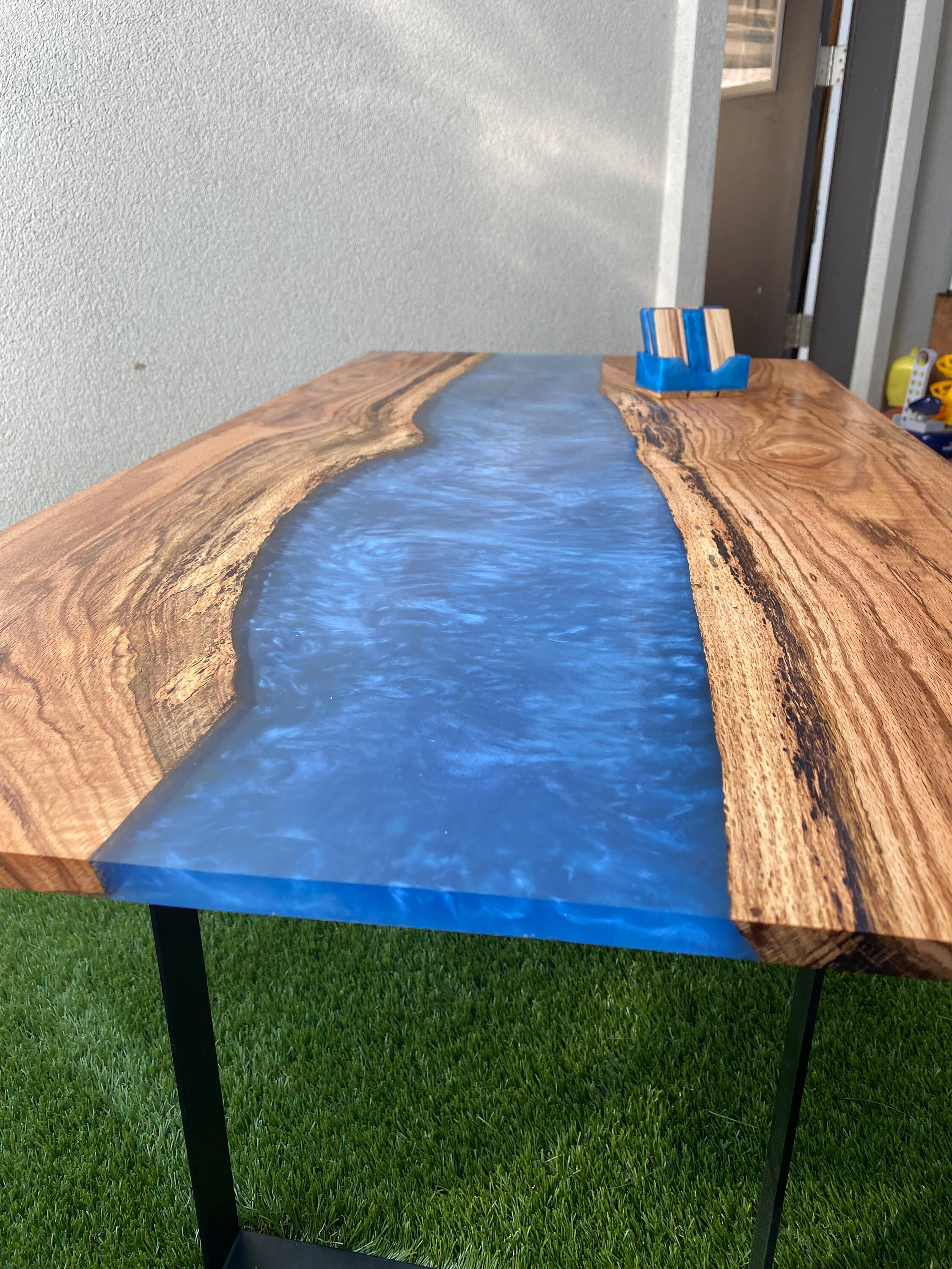 FULLY CUSTOM Live Edge Epoxy River Coffee Table 4'x2'x1'/ Live Edge