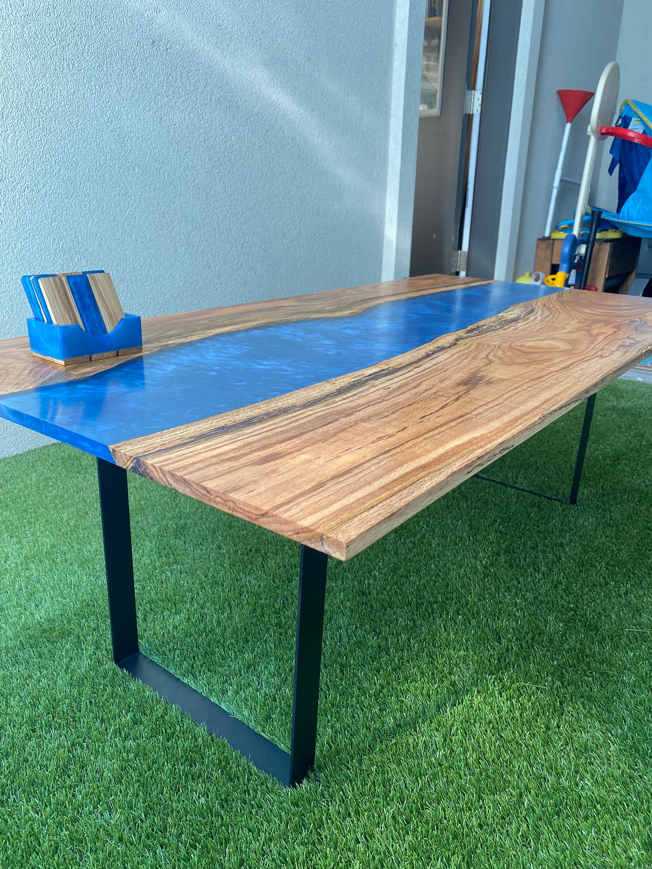 FULLY CUSTOM Live Edge Epoxy River Coffee Table 4'x2'x1'/ Live Edge
