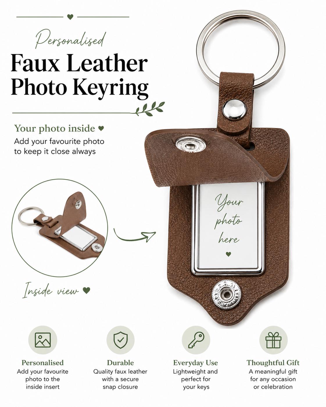 Personalised Faux Leather Photo Keyring