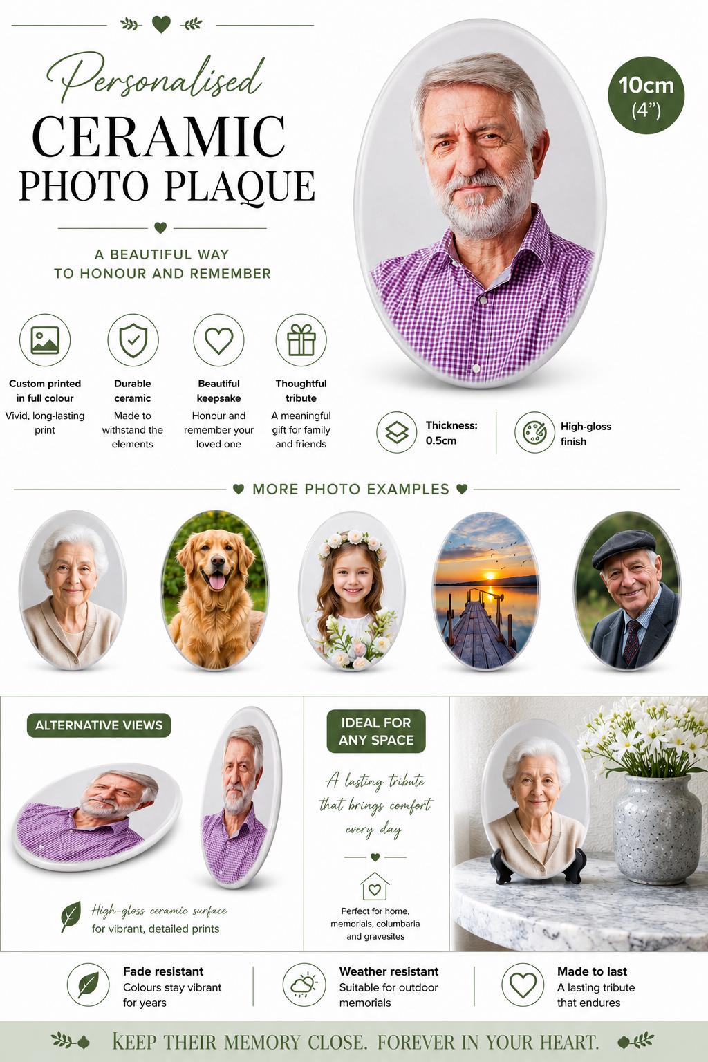 Ceramic Memorial Photo Plaques