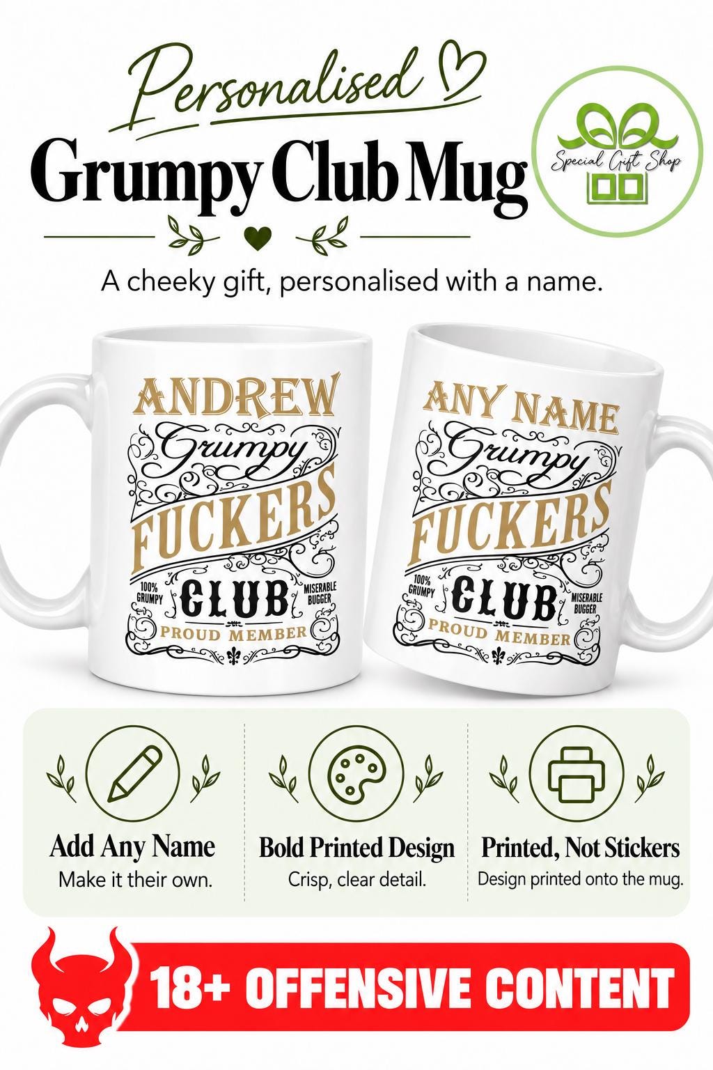 Personalized Grumpy F*ckers Club Mug - Custom Name Funny Gift