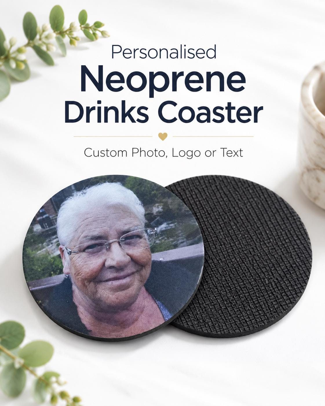 Neoprene Coasters Printed Photo & Text Personalized Drink Coaster