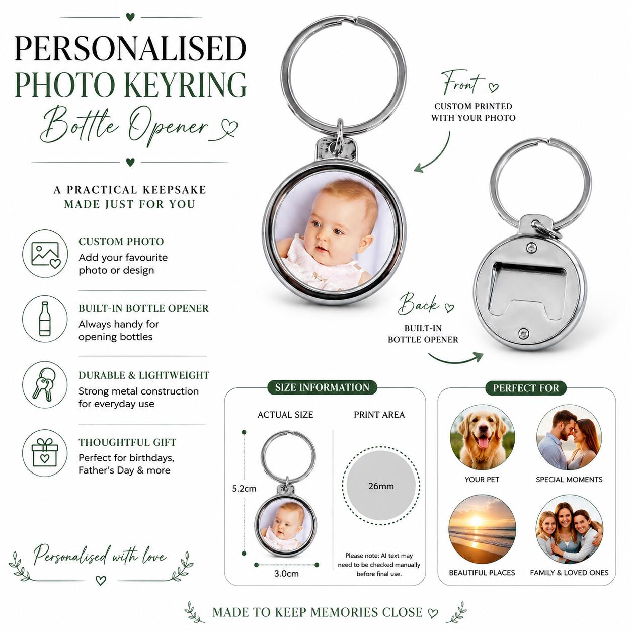 Personalised Photo Keyring Bottle Opener