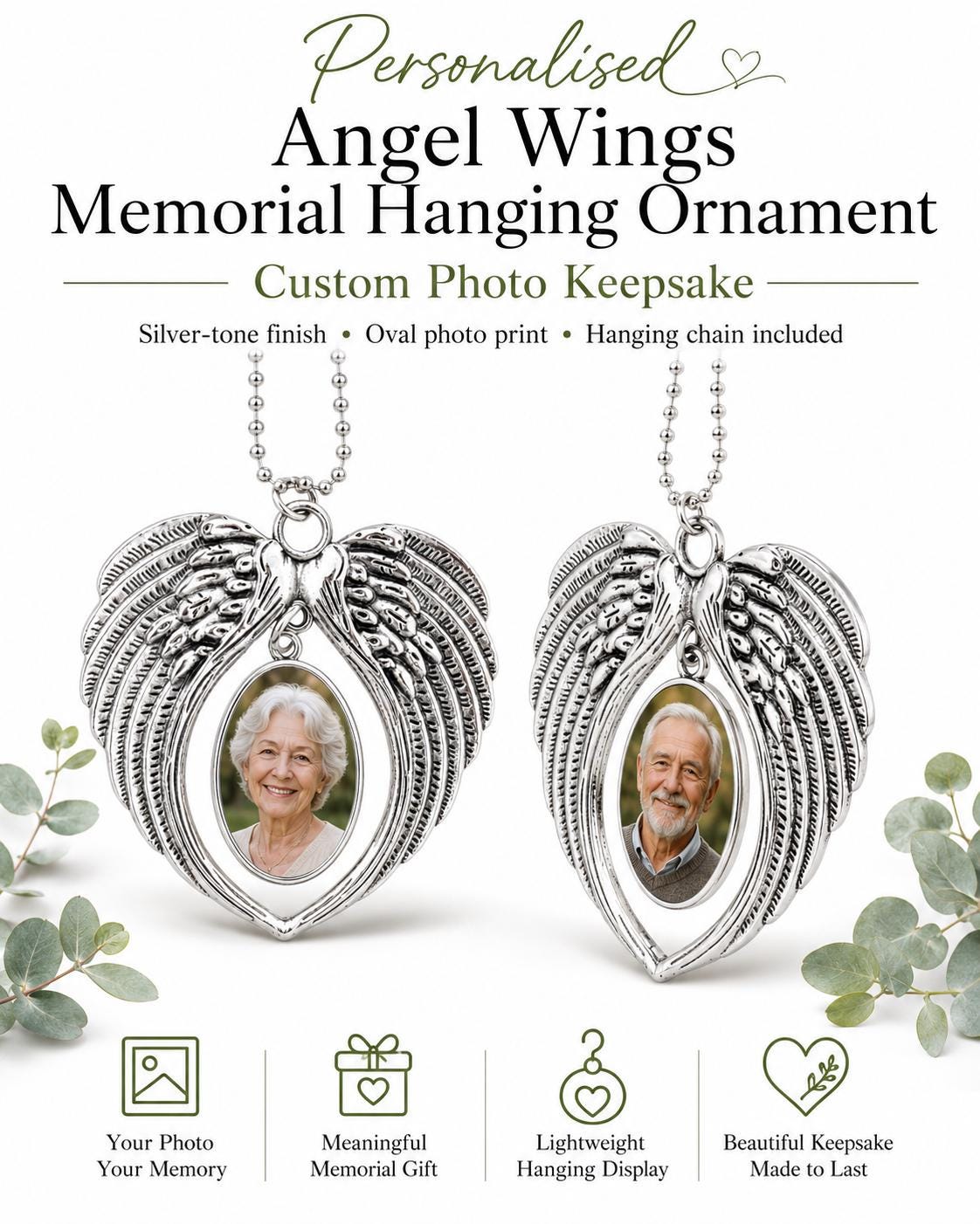 Angel Wings Memorial Hanging Ornament