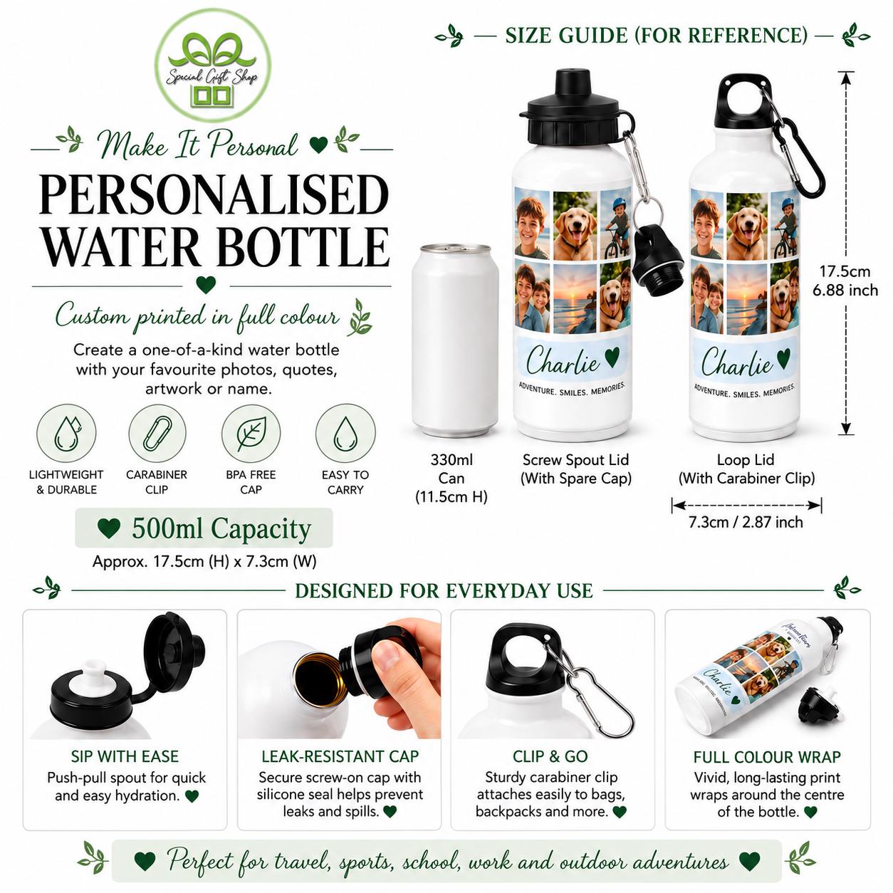 Personalised 500ml Aluminium Drink Bottle
