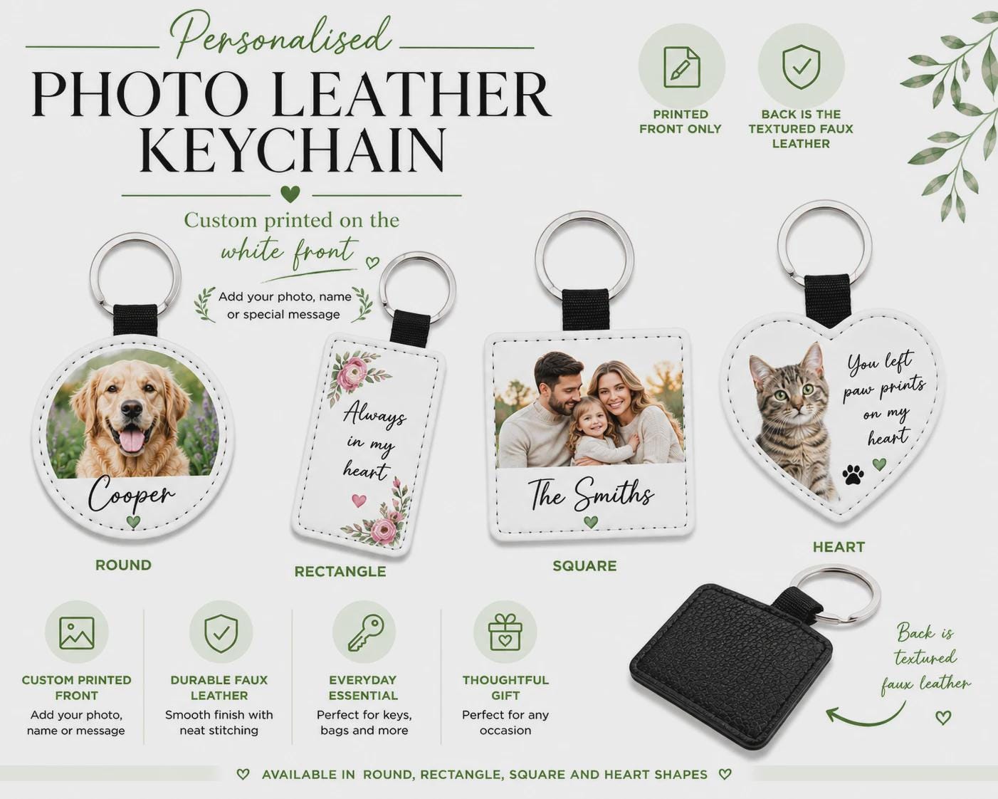 Personalised PU Leather Keychain – Full Colour Print
